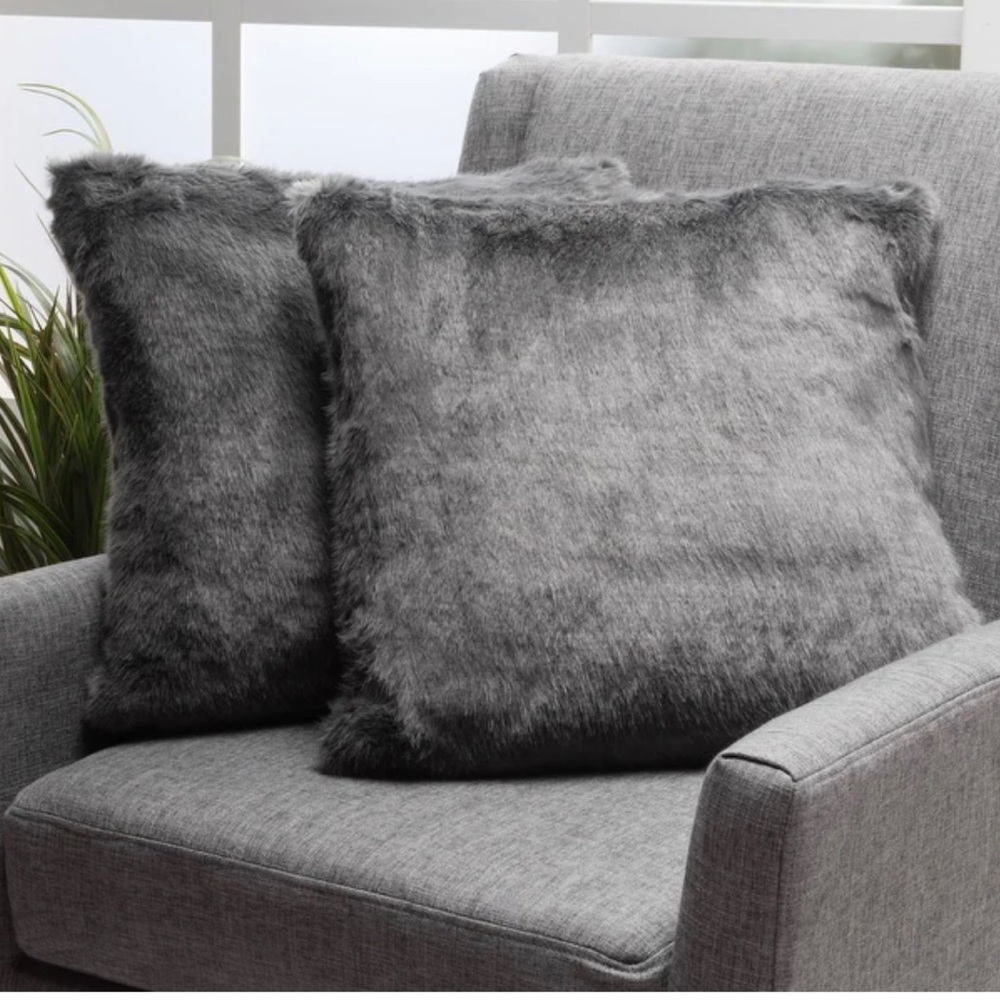 Pillow Faux Fur Dark Gray 2 set